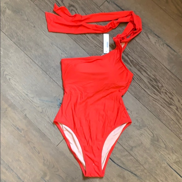 JCrew Bow-tie one-shoulder one-piece swimsuit
